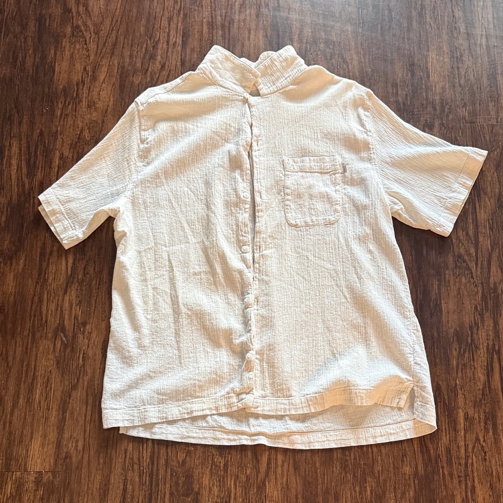 Urban Outfitters White Short Sleeve Button-Down Shirt